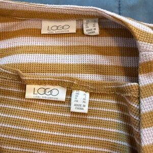 Lori Goldstein Women's Striped Tan Top